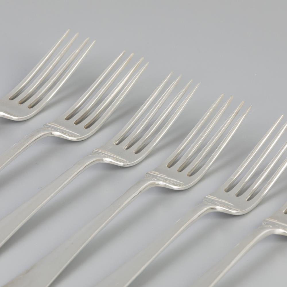 6 piece set dinner forks "Haags Lofje" silver. - Image 2 of 6