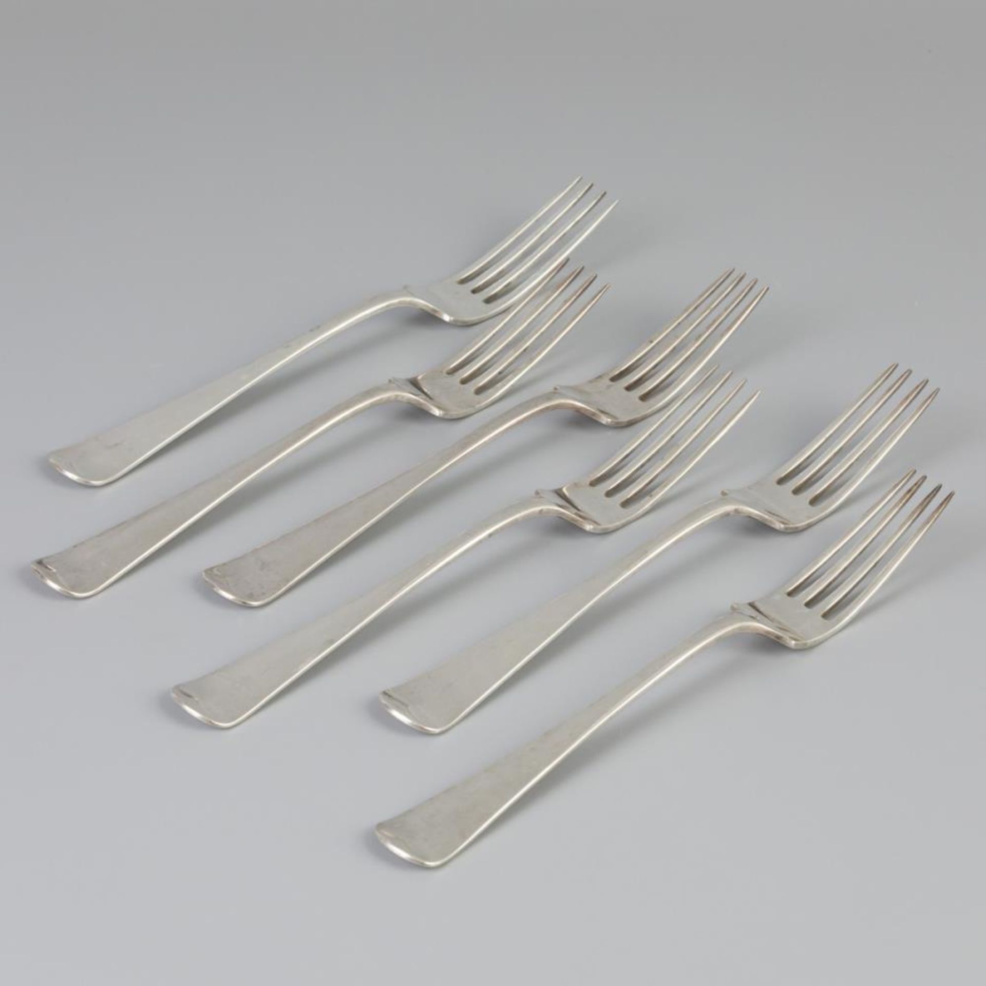 6 piece set dinner forks "Haags Lofje" silver.