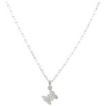 Pomellato 18K. white gold necklace and butterfly-shaped pendant set with approx. 0.08 ct. diamond.