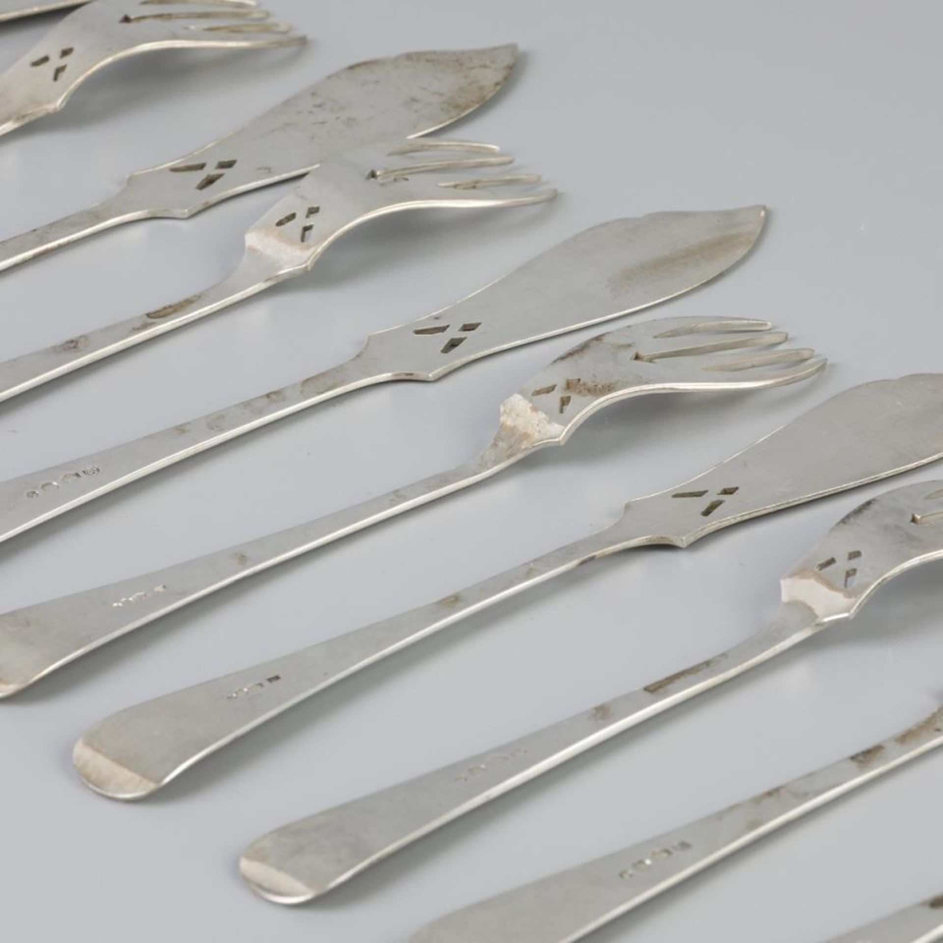 12 piece set fish cutlery "Haags Lofje" silver. - Bild 4 aus 5