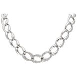 18K. White gold gourmet link necklace set with approx. 0.48 ct. diamond.