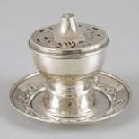 Besamim spice holder & saucer silver.