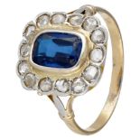 14K. Yellow gold antieke ring set with approx. 1.36 ct. synthetic spinel and diamond.