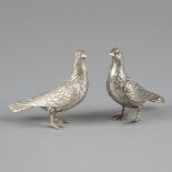 2-piece set of turtle doves, silver.