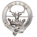 Antique sterling silver Scottish clan badge buckle brooch by Jamieson of Aberdeen.