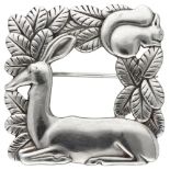 Sterling silver no.318 'Deer and Squirrel' brooch by Arno Malinowski for Georg Jensen.