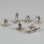 6-piece lot of silver miniatures.