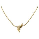18K. Yellow gold vintage necklace set with approx. 0.18 ct. diamond.
