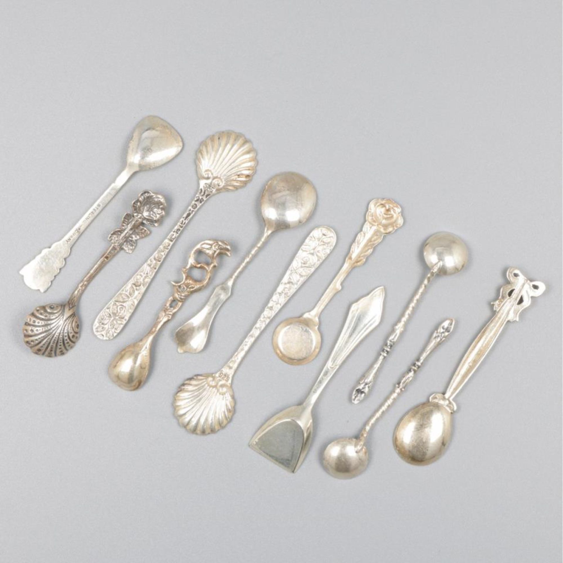 11-piece lot salt spoons silver. - Bild 2 aus 5