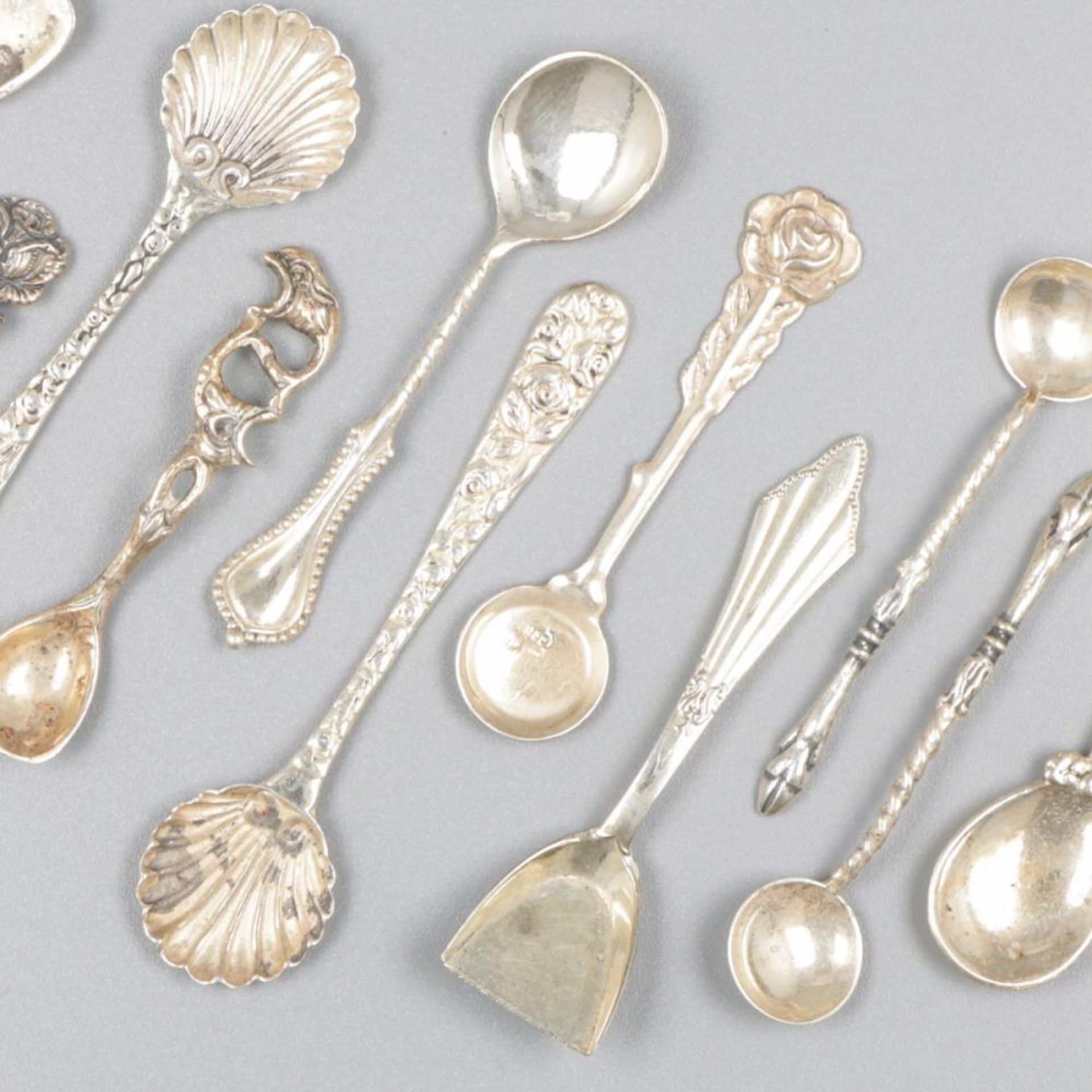 11-piece lot salt spoons silver. - Bild 3 aus 5