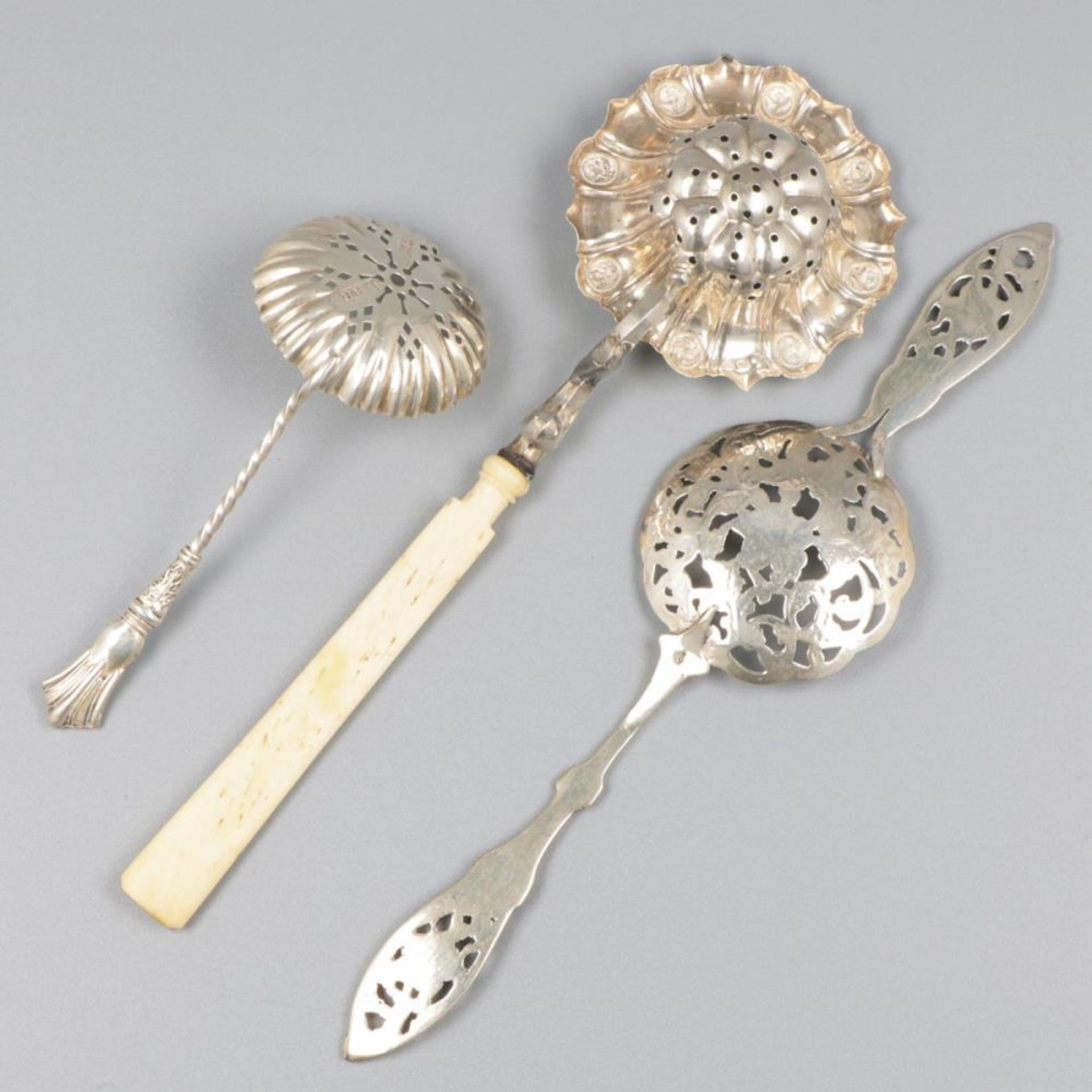 3-piece lot sifter spoons & absinthe spoon silver. - Bild 2 aus 7