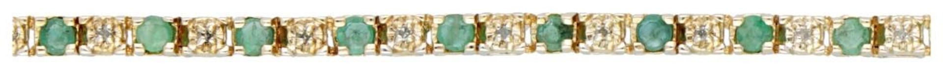 14K. Yellow gold vintage bracelet set with approx. 0.87 ct. natural emerald and approx. 0.08 ct. dia - Bild 4 aus 4