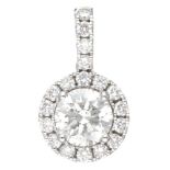 18K. White gold halo pendant set with approx. 1.00 ct. diamond.