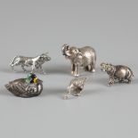 5-piece lot of miniature animals silver.