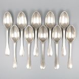 10-piece set dinner spoons (Liège, Belgium, André-Clement Dupont 18th century) silver.