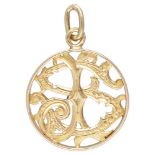 14K. Yellow gold Art Nouveau monogram pendant.