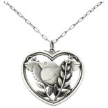 Sterling silver vintage necklace and 'Robin in a Heart' pendant no.97 by Arno Malinowski for Georg J