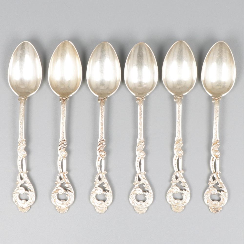 6-piece set of silver coffee spoons.