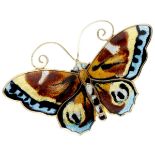 Sterling silver guilloche enamel butterfly brooch by Norwegian designer David Andersen.