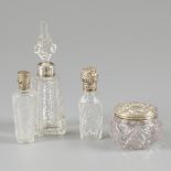 4-piece lot dressing table bottles & perfume flacons silver.