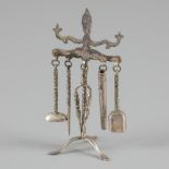 Miniature fireplace set silver.