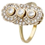 18K. Yellow gold vintage dinner ring set with approx. 0.60 ct. diamond.