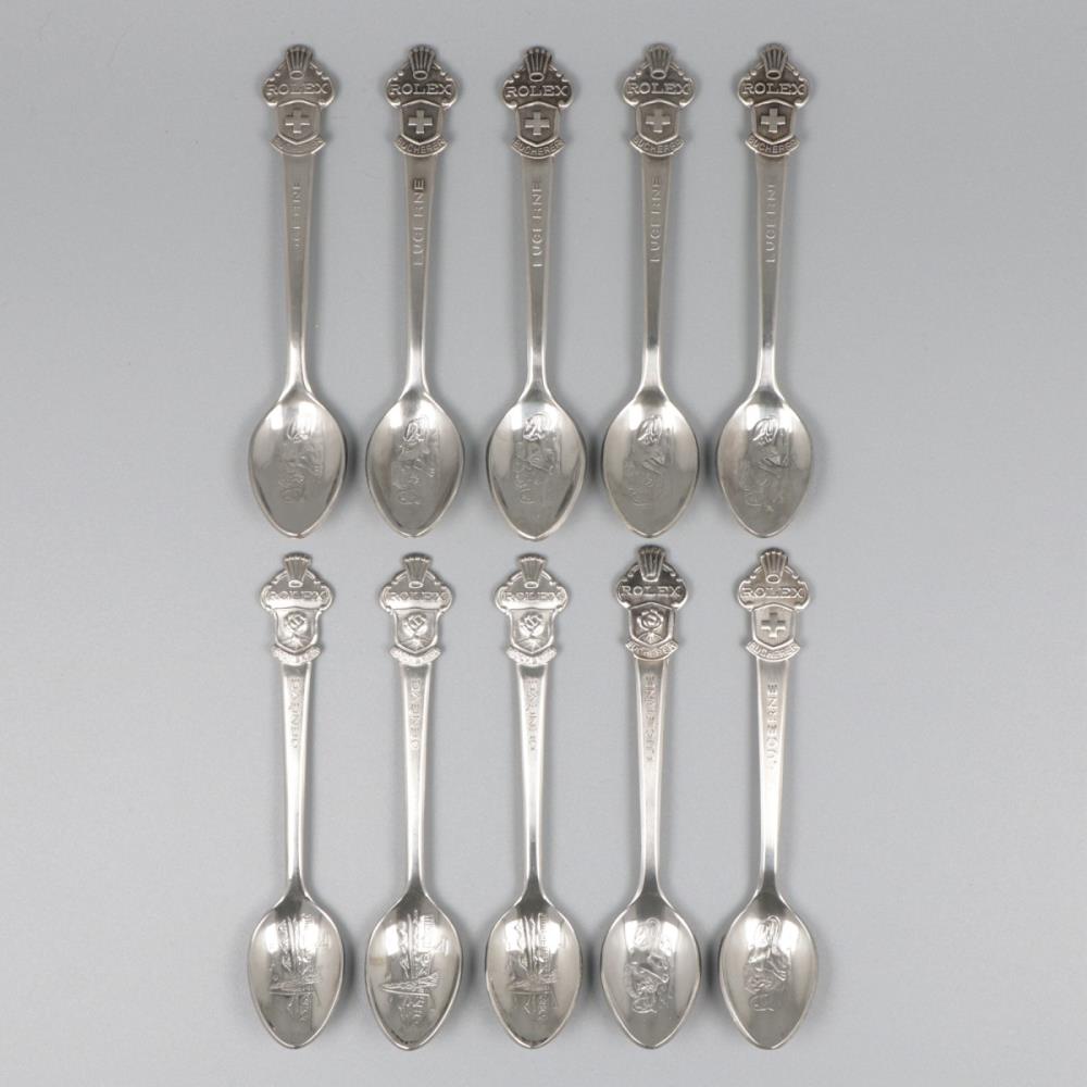 10-piece set of teaspoons ''Rolex - Bucherer'' steel.