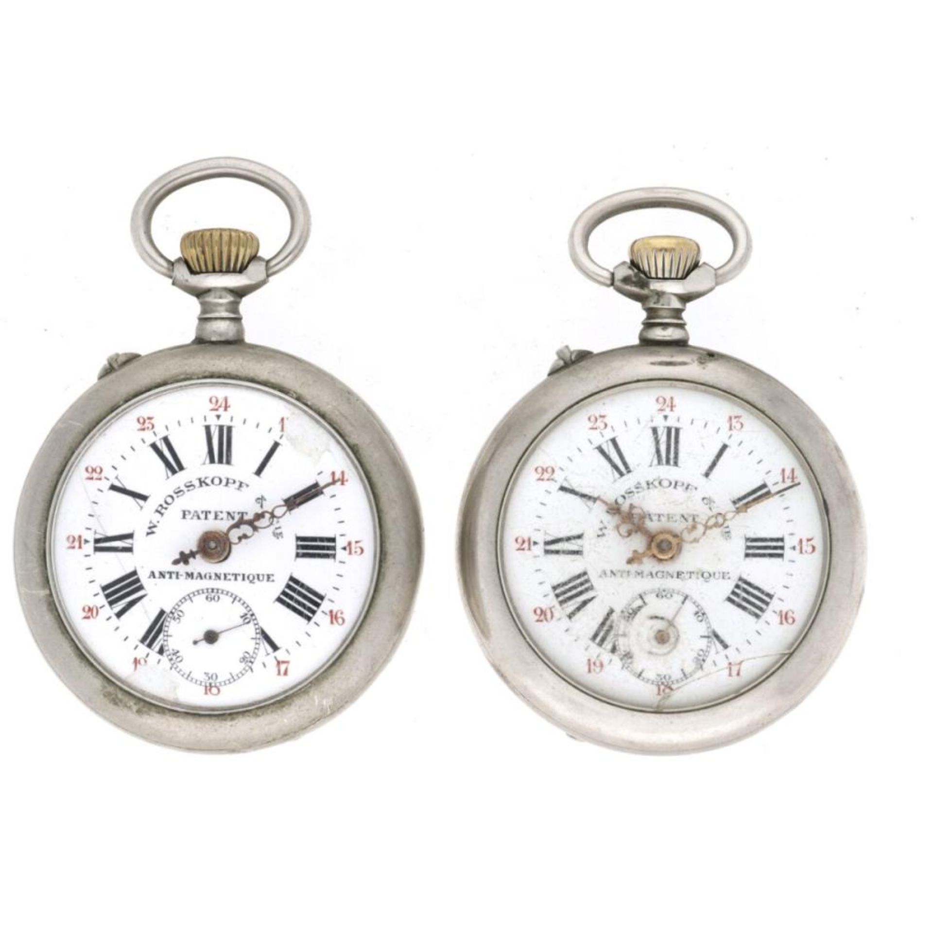 Lot (2) W. Rosskopf & Cie Lever-Escapement - Men's pocket watch - approx. 1900.