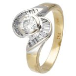 18K. Yellow gold entourage ring set with approx. 0.86 ct. diamond.