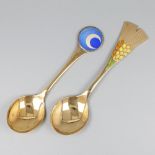 2-piece lot year spoons (Germany Robbe & Berking 1979 & 1987) silver.