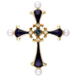 18K. Yellow gold 'The Sapphire Midnight Cross' of the House of Igor Carl Fabergé set with diamond, n