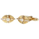 14K. Bicolor gold cufflinks set with approx. 0.65 ct. diamond.