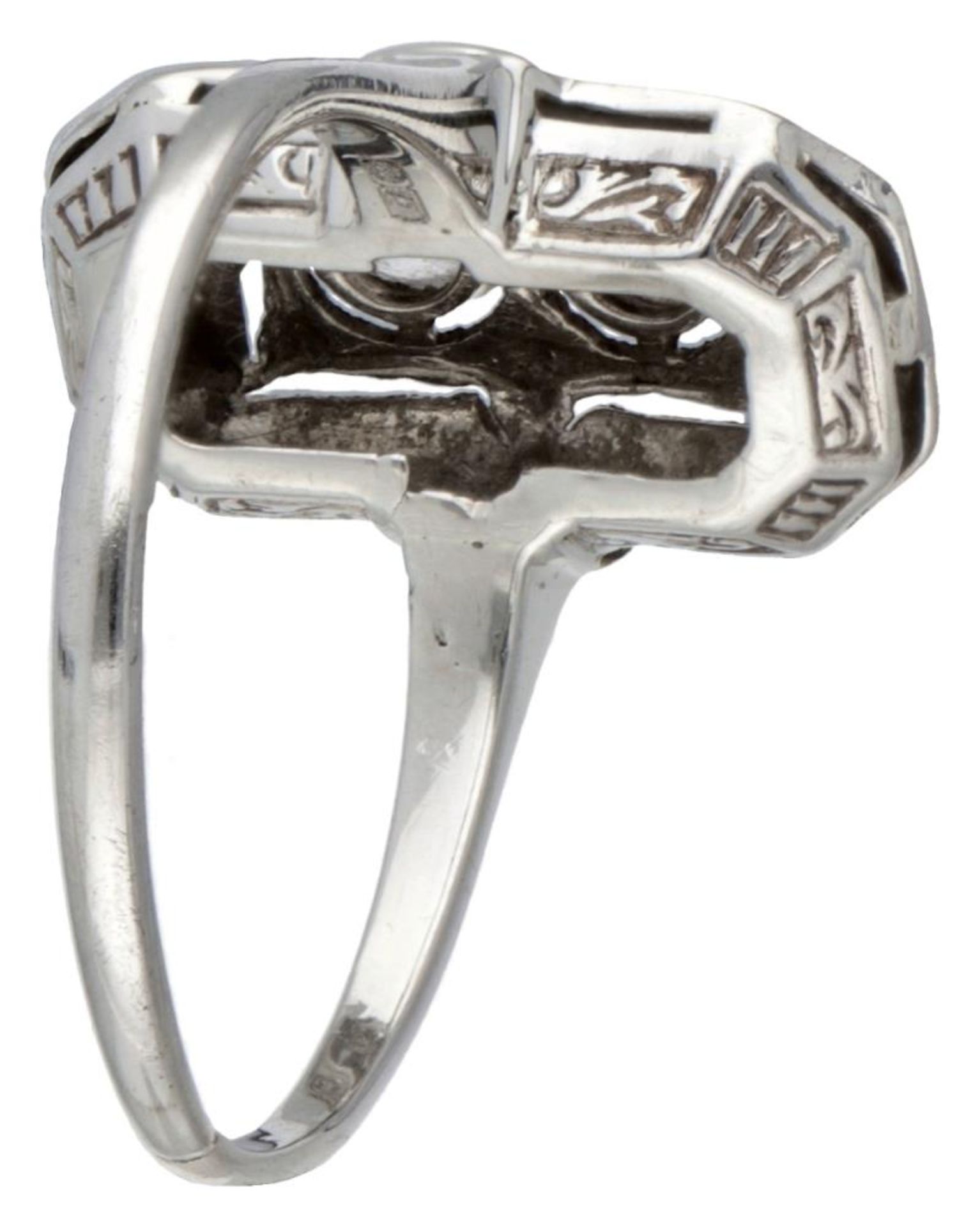 14K. White gold / Pt 950 platinum Art Deco ring set with approx. 0.21 ct. diamond. - Bild 2 aus 2