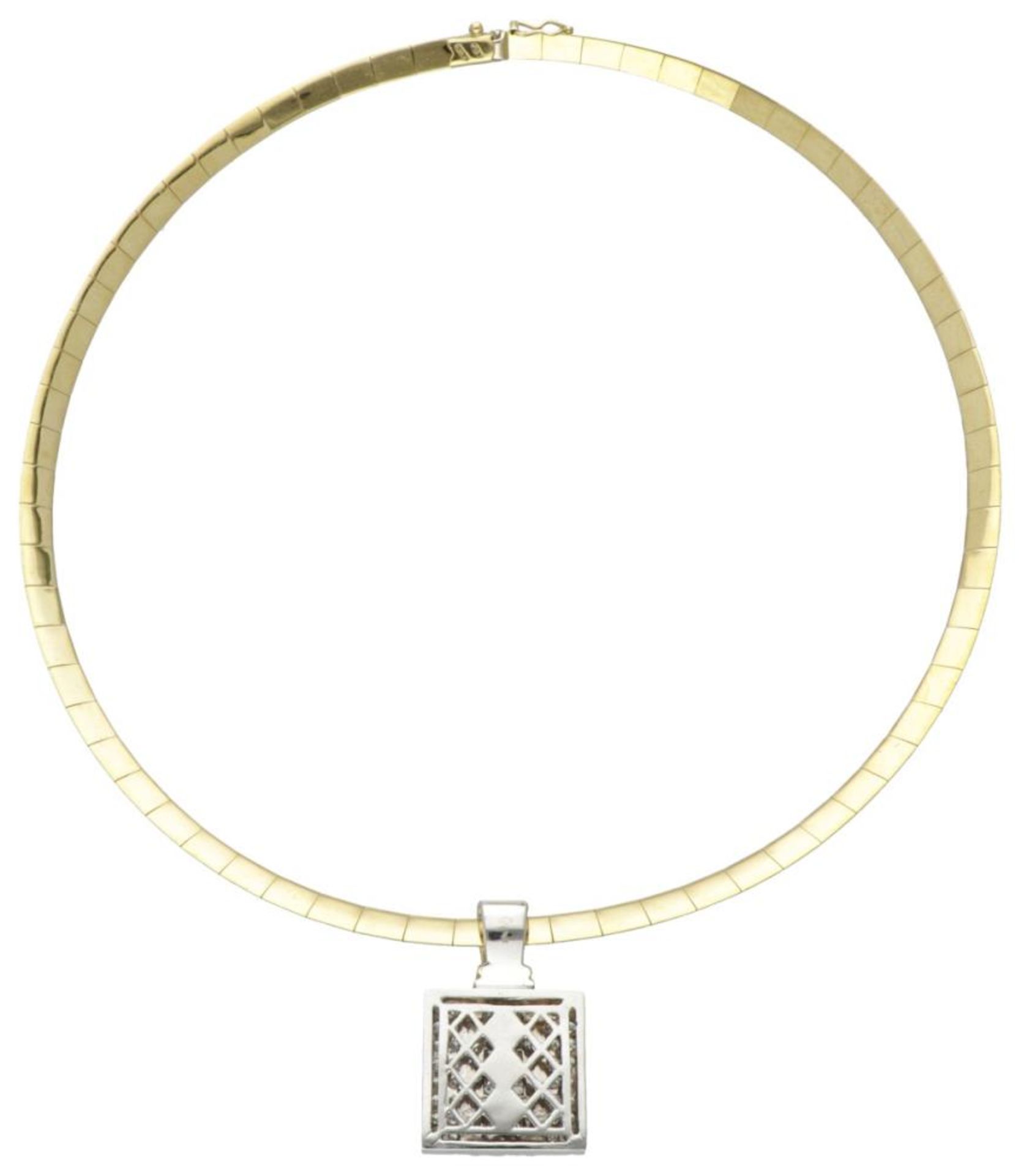 18K. Bicolor gold classic 'Flanders' necklace set with approx. 1.64 ct. diamond. - Bild 4 aus 6