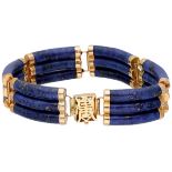 14K. Yellow gold vintage bracelet consisting of lapis lazuli.