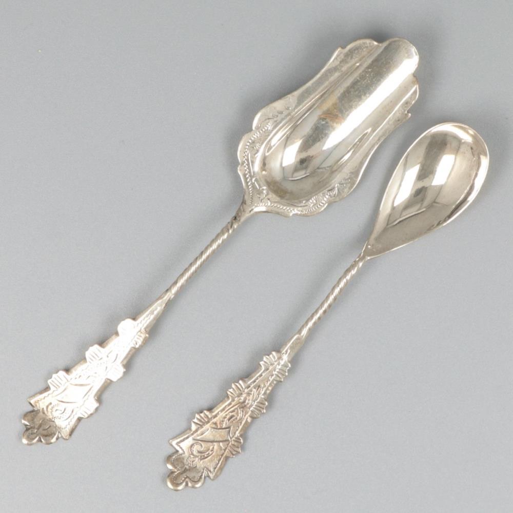 12-piece lot coffee spoons and sugar shovel silver. - Image 2 of 5