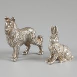 Miniature dog & hare silver.