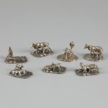 7-piece lot of miniature animals silver.