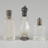 3-piece lot of perfume bottles silver.