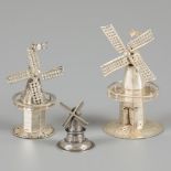 3-piece lot of miniature silver windmills.