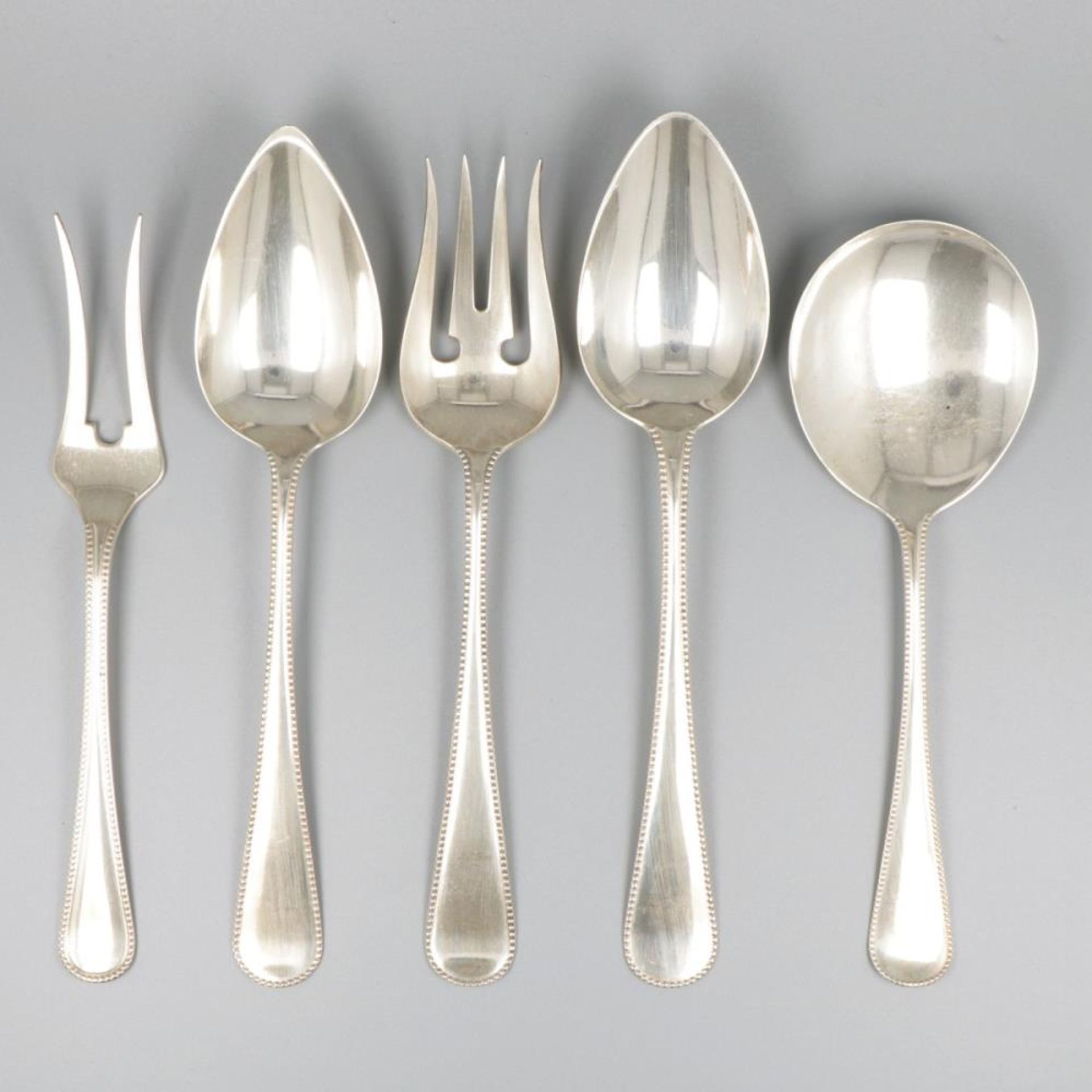 5-piece lot of silver flatware.