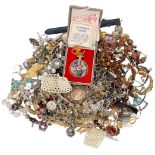 Large lot of costume jewelry, including silver.