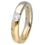 14K. Bicolor gold solitaire ring set with approx. 0.36 ct. diamond.