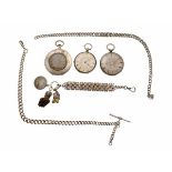 Lot (3) pocket watches with chain - Men's pocket watch.