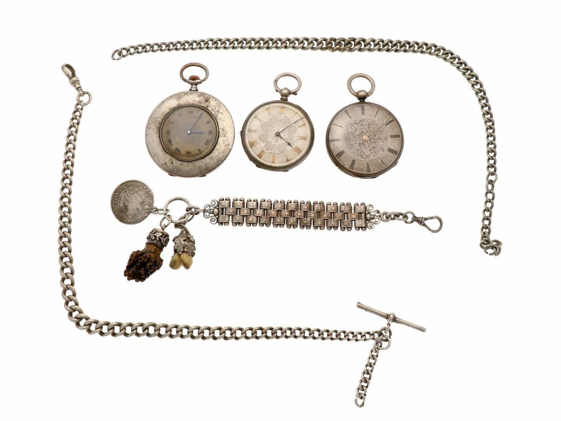 Lot (3) pocket watches with chain - Men's pocket watch.