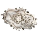 Antique sterling silver English brooch depicted with a rose.