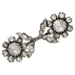 14K. Yellow gold/sterling silver flower brooch set with rose cut diamonds.