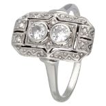 14K. White gold / Pt 950 platinum Art Deco ring set with approx. 0.21 ct. diamond.