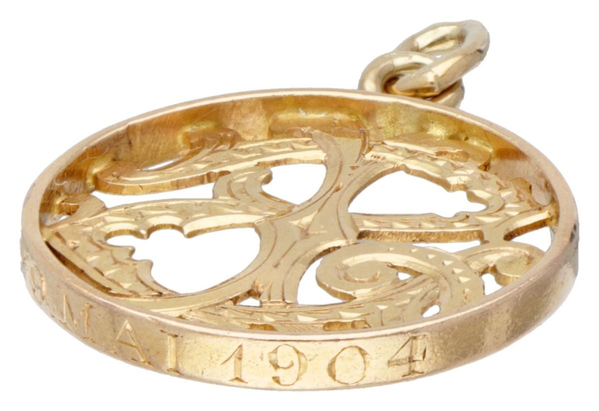 14K. Yellow gold Art Nouveau monogram pendant. - Bild 4 aus 4