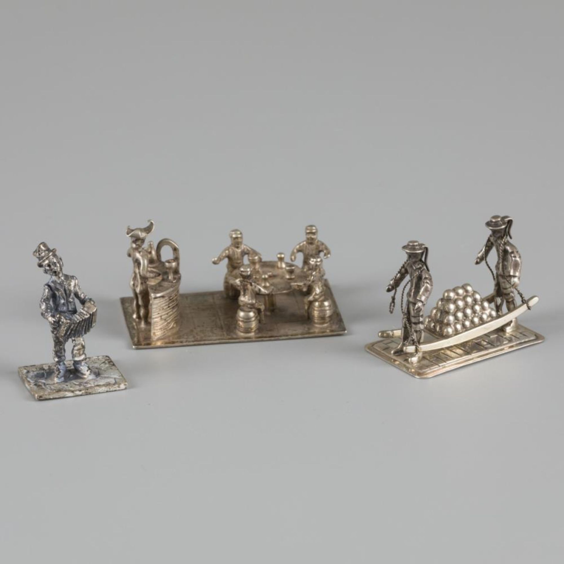 3-piece lot of silver miniatures.